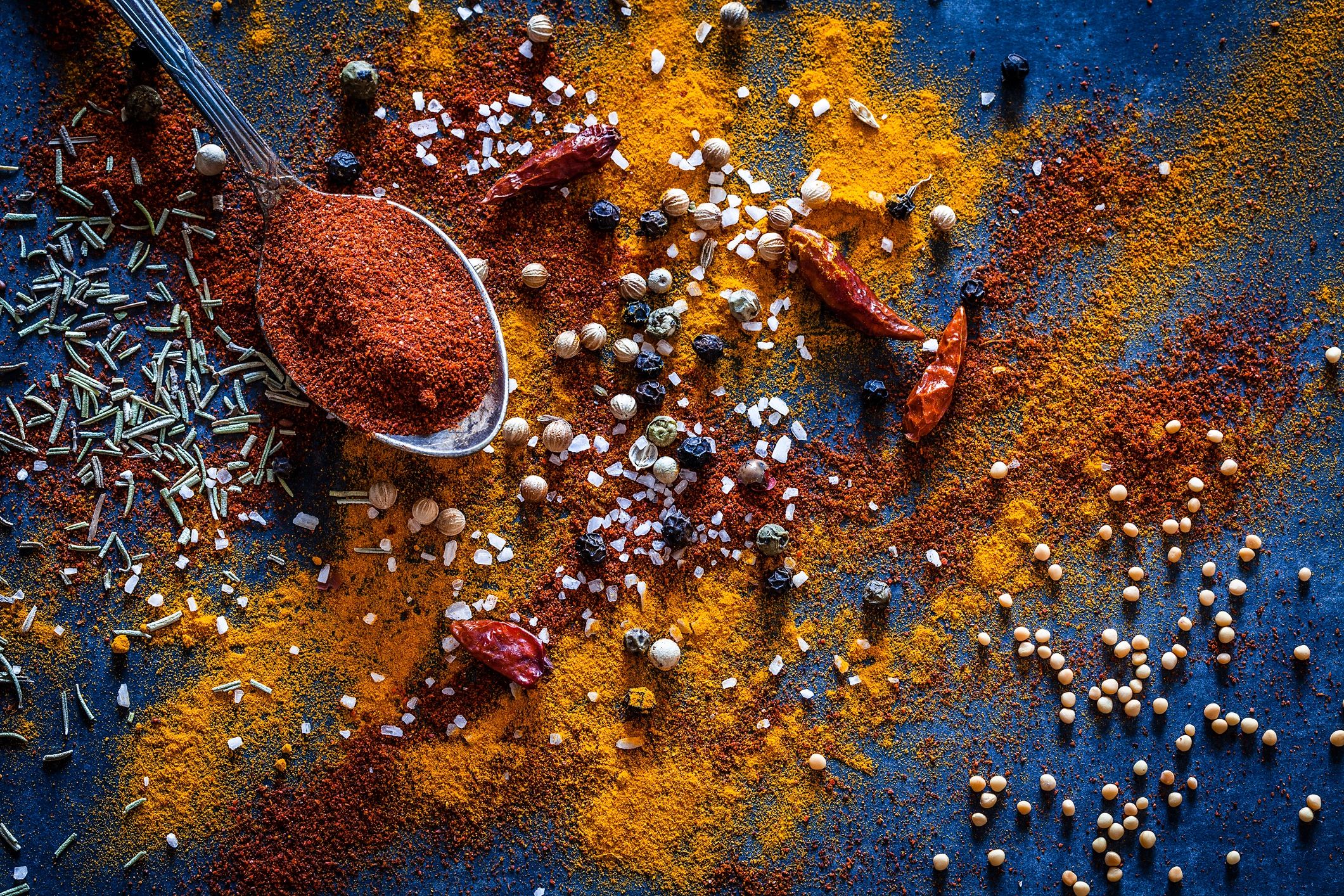 Assorted ground spices for seasoning